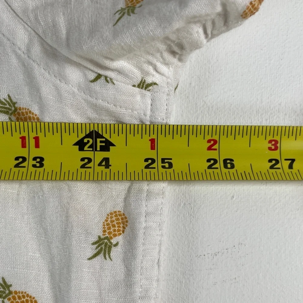 Banana Republic White Pineapple Linen Blend Slim Fit Long Sleeve Men's Shirt L